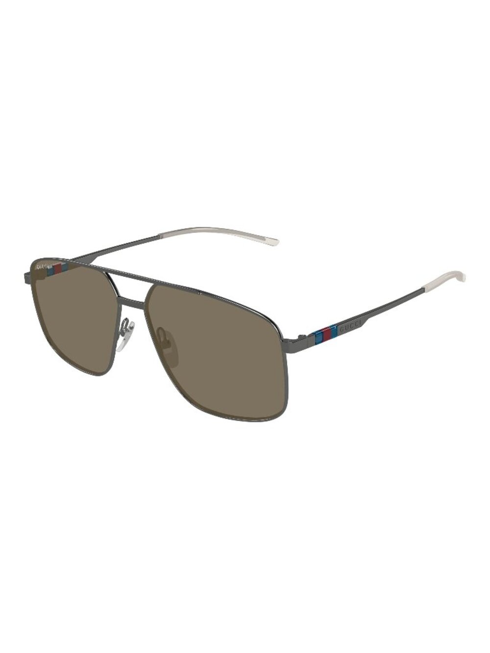 New Gucci Men's Sunglasses Silver Square Brown Lens Metal Frame GG1676S 003 60